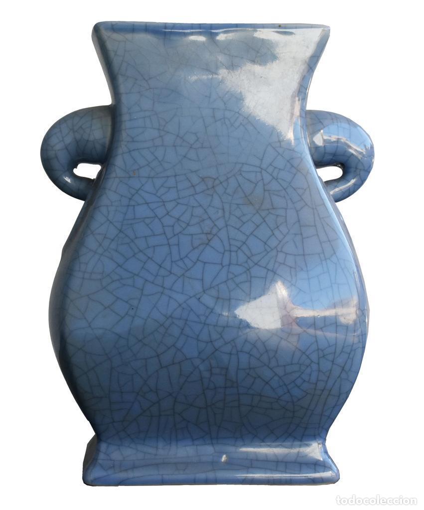 Antig&uuml;edades: Vase en c&eacute;ramique bleue craquel&eacute;e - Foto 1