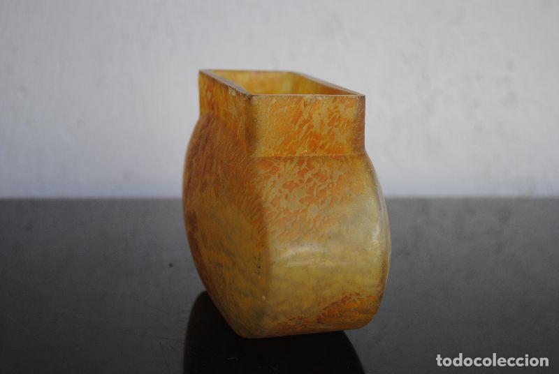 Antig&uuml;edades: Vase pansu de Daum &agrave; col rectangulaire jaune - Foto 3