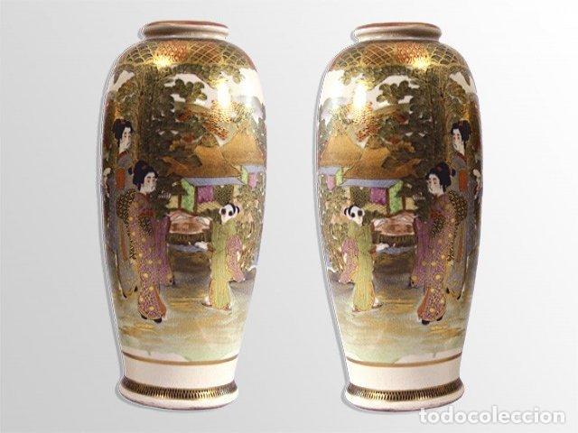 Antig&uuml;edades: Vases en fa&iuml;ence de Satsuma (paire) - Foto 1