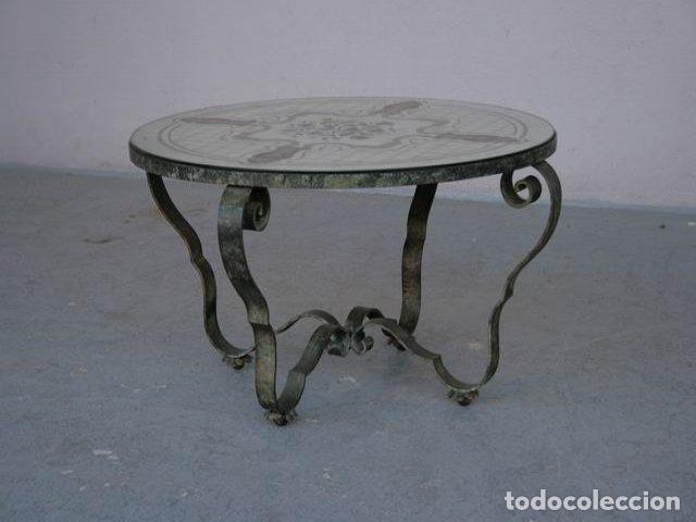 Antig&uuml;edades: Table basse fer forg&eacute; verre &eacute;glomis&eacute; - Foto 2