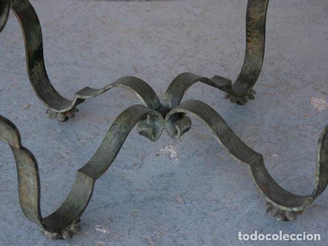 Antig&uuml;edades: Table basse fer forg&eacute; verre &eacute;glomis&eacute; - Foto 6