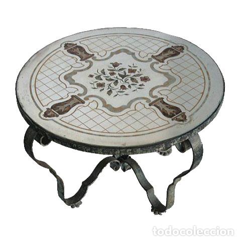 Antig&uuml;edades: Table basse fer forg&eacute; verre &eacute;glomis&eacute; - Foto 1