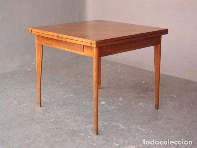 Antig&uuml;edades: Table carr&eacute;e d&eacute;pliante en h&ecirc;tre 1950 - Foto 3
