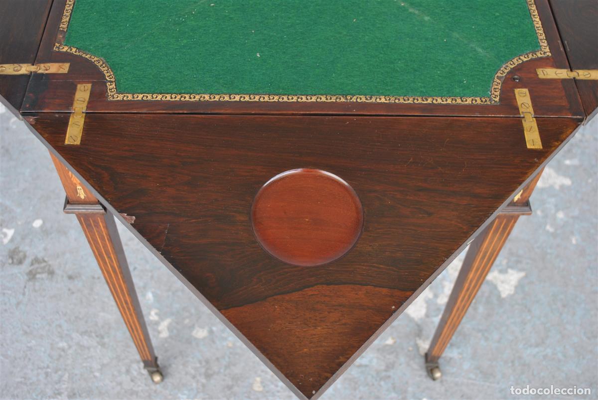 Antig&uuml;edades: Table &agrave; jeu &agrave; syst&egrave;me Napol&eacute;on III marquet&eacute;e XIX&egrave;me - Foto 3