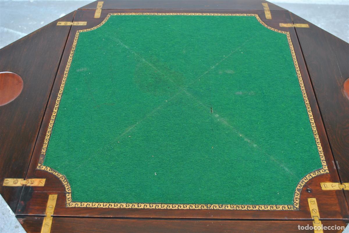 Antig&uuml;edades: Table &agrave; jeu &agrave; syst&egrave;me Napol&eacute;on III marquet&eacute;e XIX&egrave;me - Foto 8
