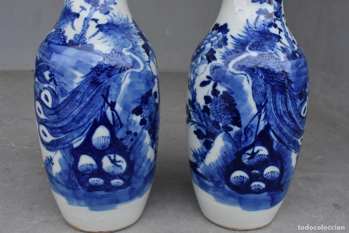 Antig&uuml;edades: Vases blanc bleu de Chine (paire) - Foto 10