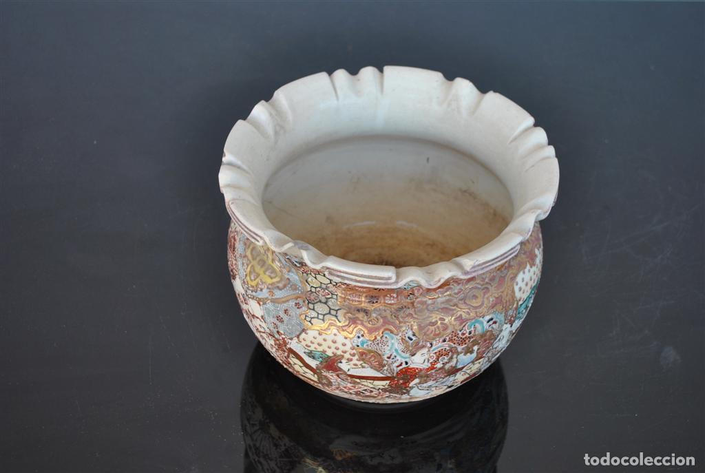 Antig&uuml;edades: Cache pot en terre cuite &eacute;maill&eacute;e 1900 Satsuma 2 - Foto 4
