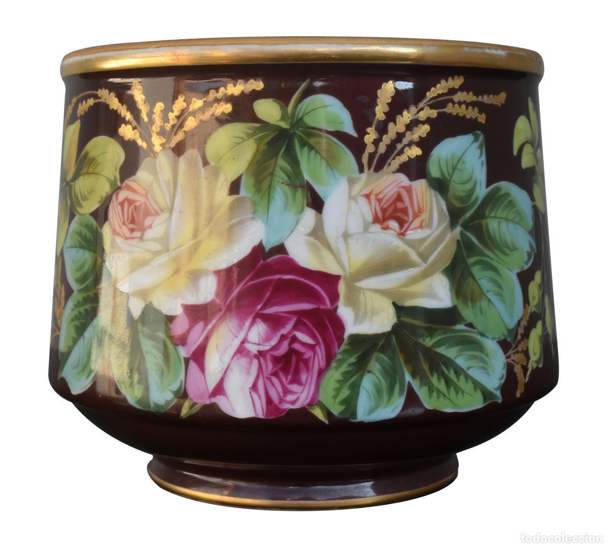 Antig&uuml;edades: Cache-pot &eacute;poque 1900 porcelaine peinte - Foto 1