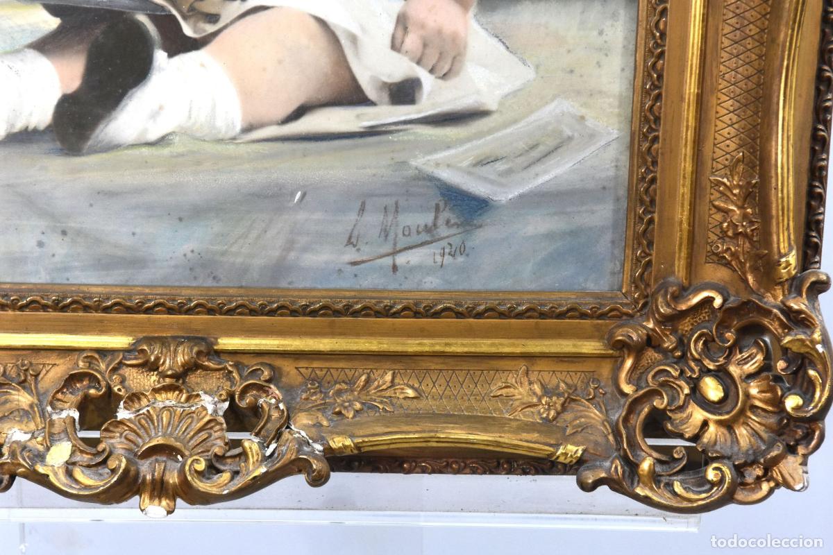Antig&uuml;edades: Cadre &agrave; oreille en bois et stuc dor&eacute; - Foto 2