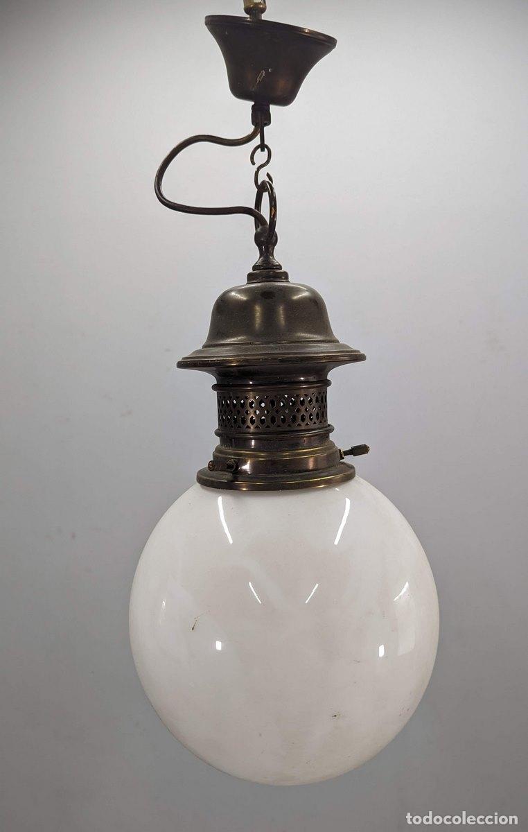 Antig&uuml;edades: Lanterne en opaline monture m&eacute;tal - Foto 3
