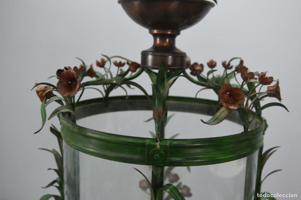 Antig&uuml;edades: Lanterne t&ocirc;le polychrome aux fleurs style 1900 - Foto 3