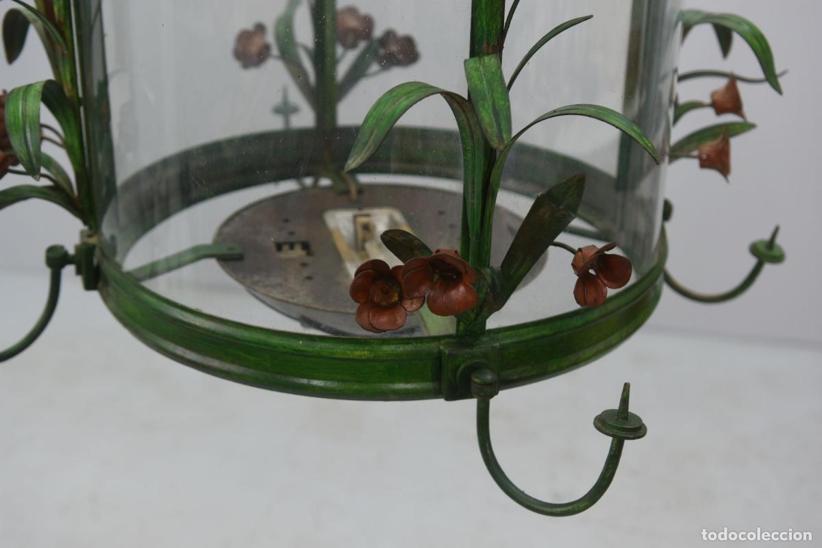 Antig&uuml;edades: Lanterne t&ocirc;le polychrome aux fleurs style 1900 - Foto 6