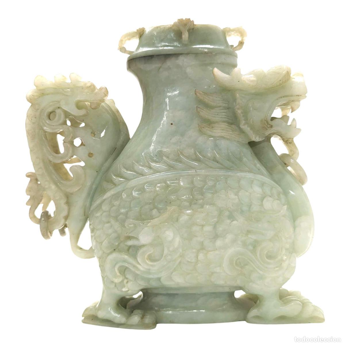 Antig&uuml;edades: Pot couvert en jade &agrave; d&eacute;cor de Dragon - Foto 1