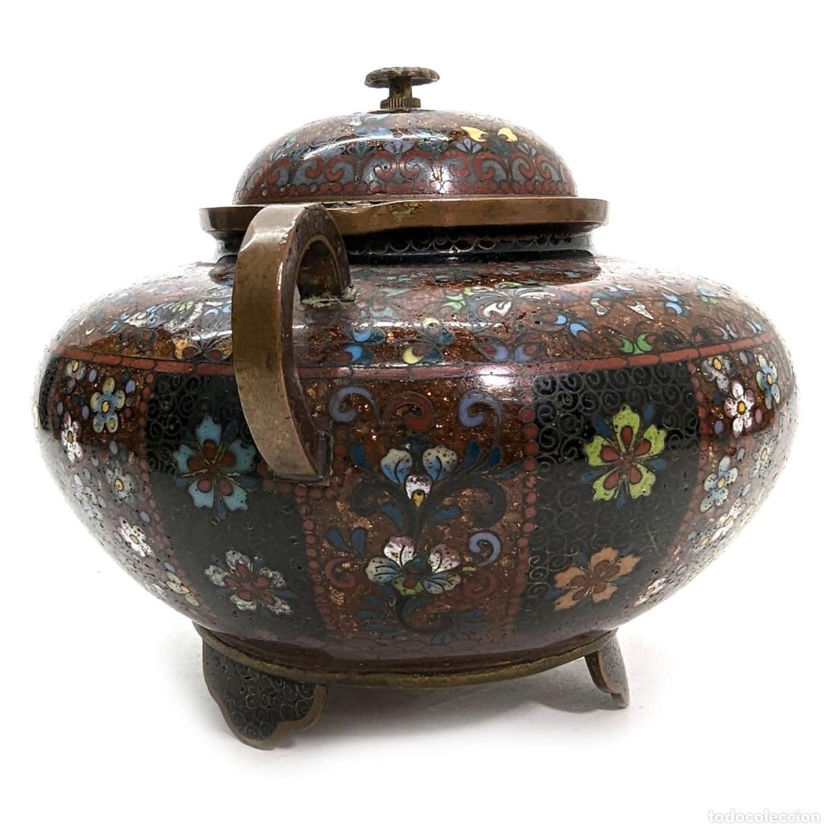 Antig&uuml;edades: Pot couvert en cloisonn&eacute; 1900 - Foto 2