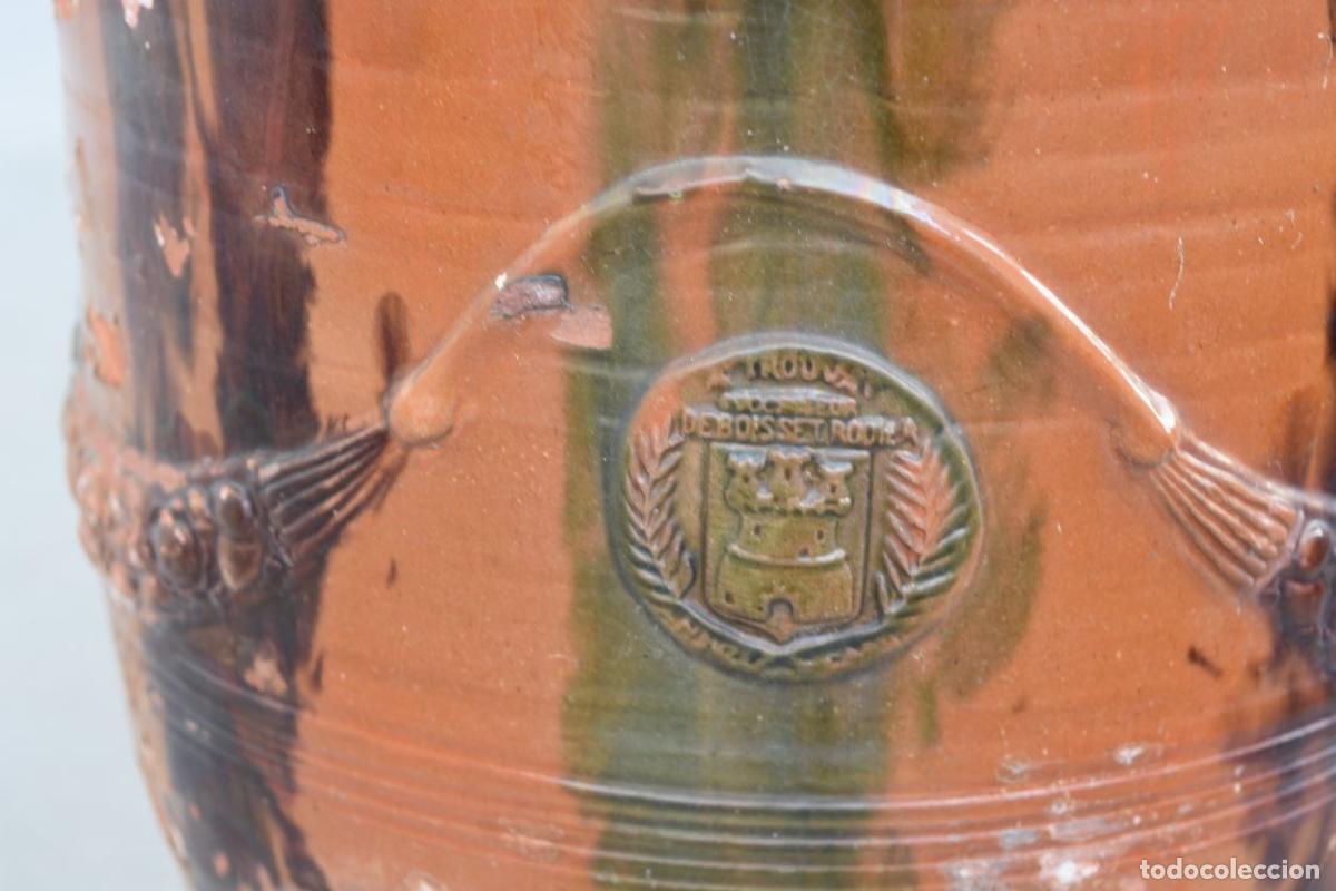 Antig&uuml;edades: Pot en gr&egrave;s &eacute;maill&eacute; vert et argile dAnduze - Foto 3