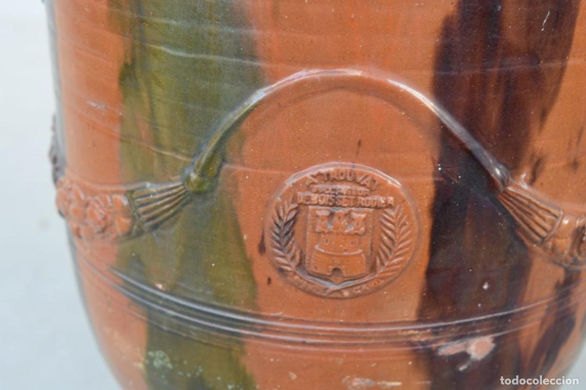 Antig&uuml;edades: Pot en gr&egrave;s &eacute;maill&eacute; vert et argile dAnduze - Foto 5