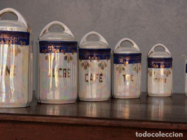 Antig&uuml;edades: Pots de chemin&eacute;e en fa&iuml;ence iris&eacute;e (s&eacute;rie de 11) - Foto 3