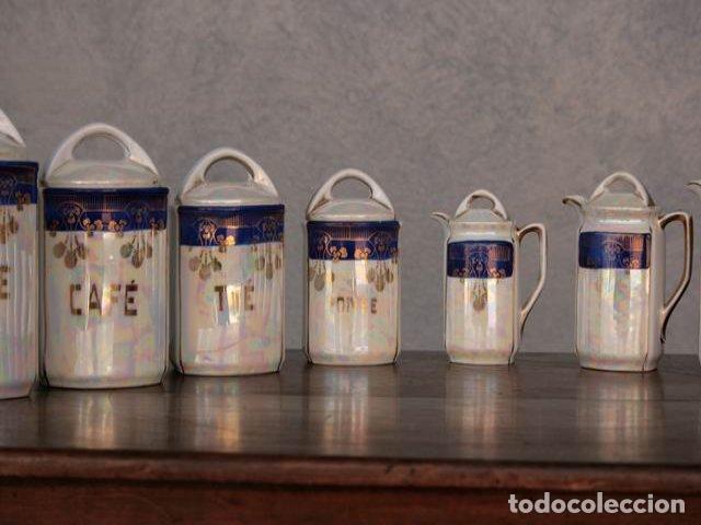 Antig&uuml;edades: Pots de chemin&eacute;e en fa&iuml;ence iris&eacute;e (s&eacute;rie de 11) - Foto 5