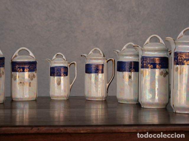 Antig&uuml;edades: Pots de chemin&eacute;e en fa&iuml;ence iris&eacute;e (s&eacute;rie de 11) - Foto 7