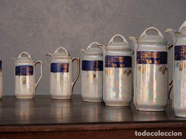 Antig&uuml;edades: Pots de chemin&eacute;e en fa&iuml;ence iris&eacute;e (s&eacute;rie de 11) - Foto 8