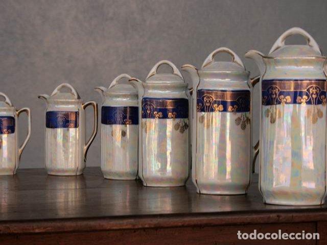 Antig&uuml;edades: Pots de chemin&eacute;e en fa&iuml;ence iris&eacute;e (s&eacute;rie de 11) - Foto 9