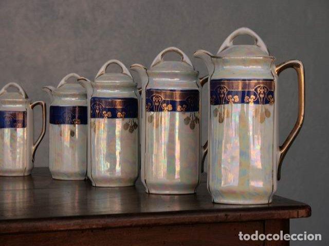 Antig&uuml;edades: Pots de chemin&eacute;e en fa&iuml;ence iris&eacute;e (s&eacute;rie de 11) - Foto 10