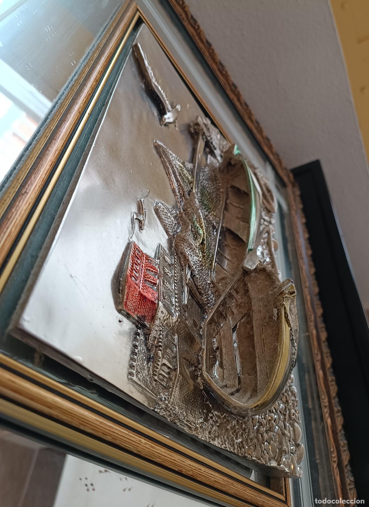 Antig&uuml;edades: CUADRO ESPEJO CON RELIEVE EN PLATA GALVANIZADA 925. - Foto 6