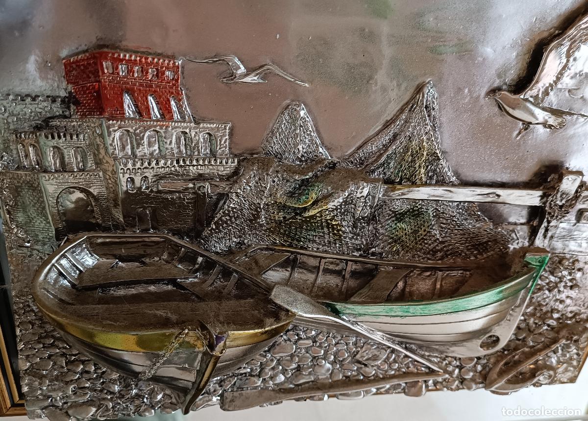 Antig&uuml;edades: CUADRO ESPEJO CON RELIEVE EN PLATA GALVANIZADA 925. - Foto 9