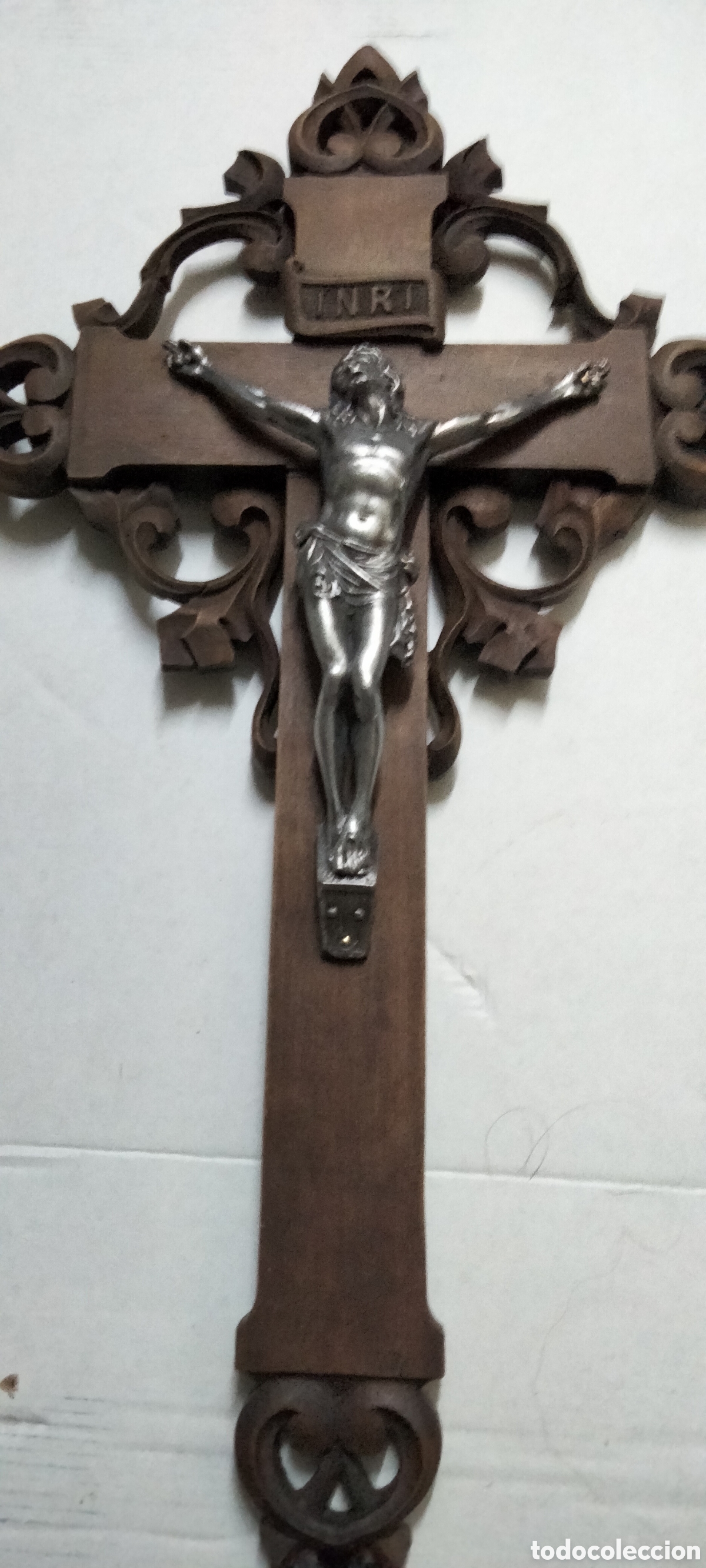 Antig&uuml;edades: ANTIGUO CRUCIFIJO MADERA - Foto 1