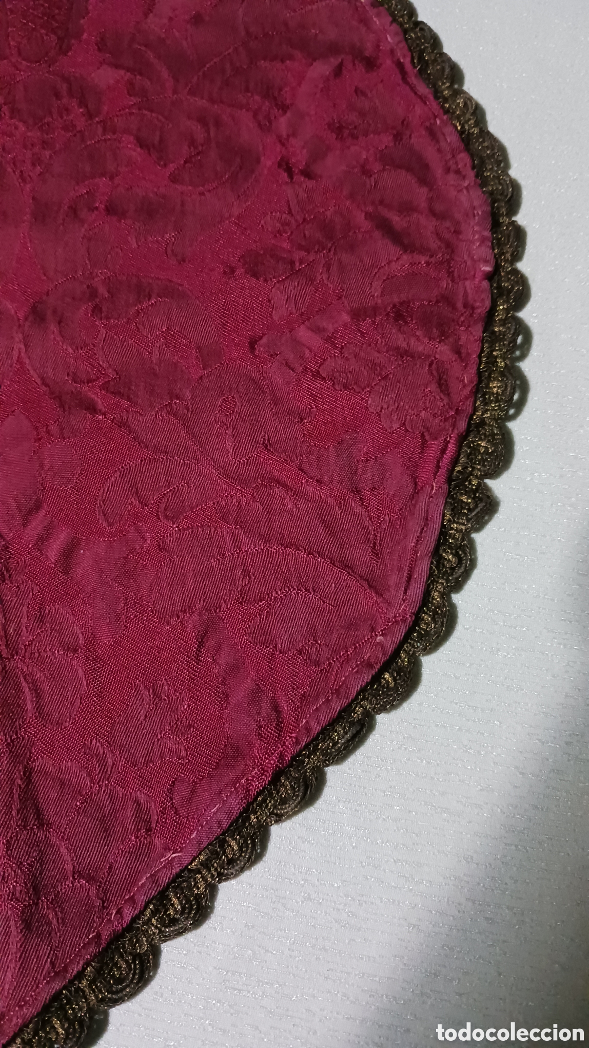 Antig&uuml;edades: Mantilla burdeos damascos - Foto 3