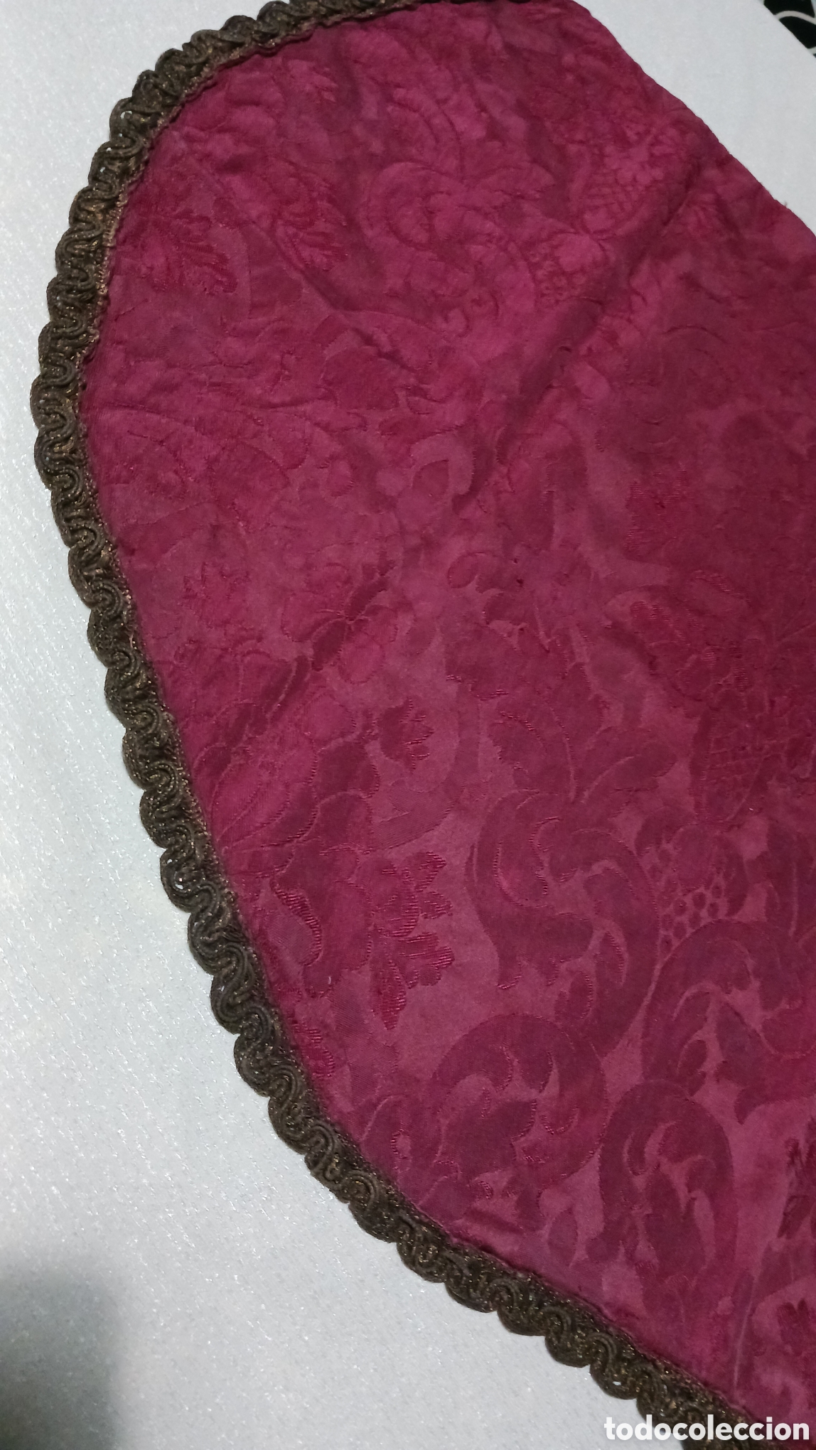 Antig&uuml;edades: Mantilla burdeos damascos - Foto 4