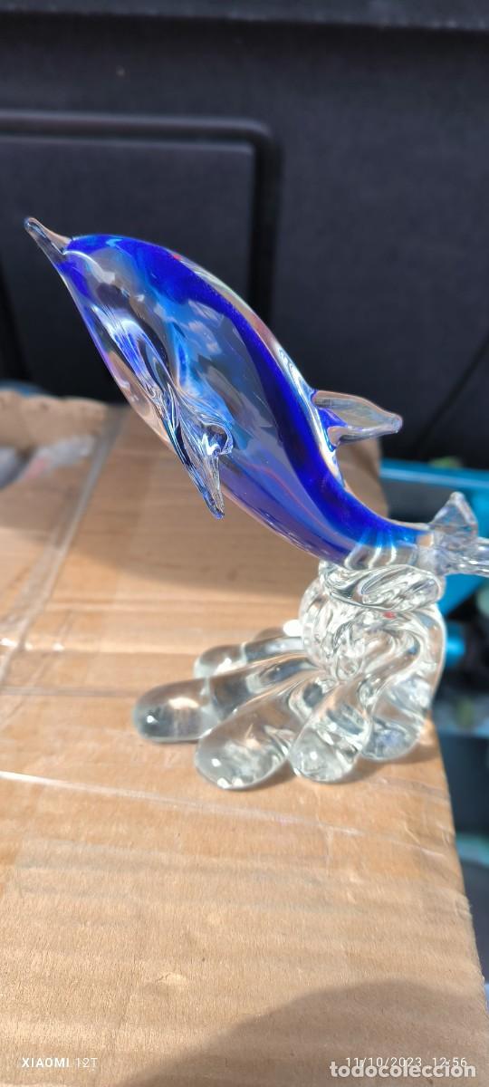 Antig&uuml;edades: DELFIN SOBRE OLA CRISTAL DE MURANO - Foto 1