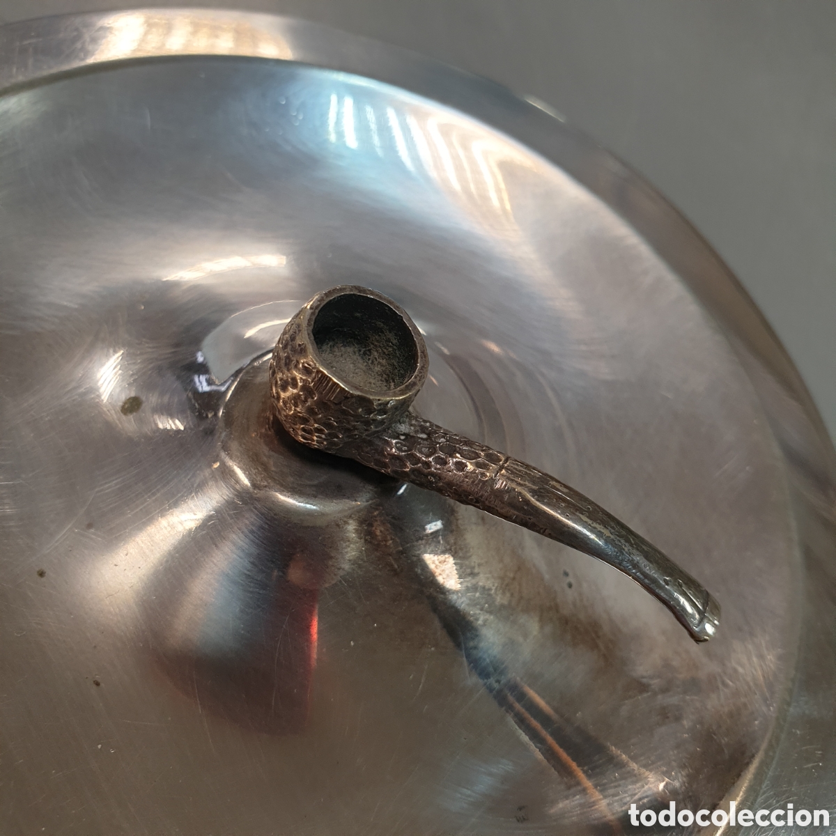Antig&uuml;edades: Curioso cenicero plateado 12cm - Foto 2