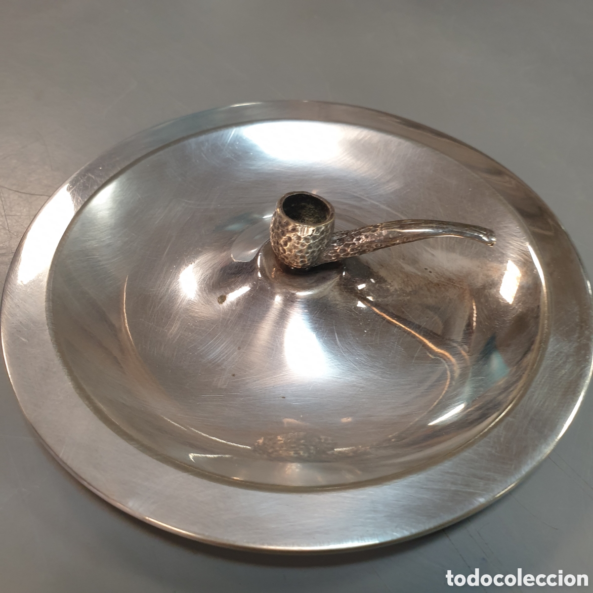 Antig&uuml;edades: Curioso cenicero plateado 12cm - Foto 1