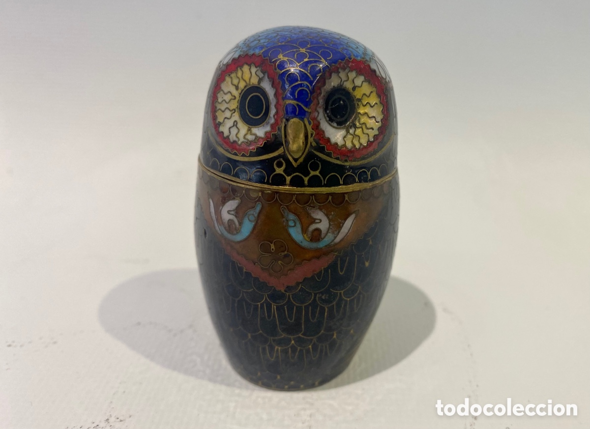 Antig&uuml;edades: Caja cloison&eacute; en forma de buho. - Foto 2