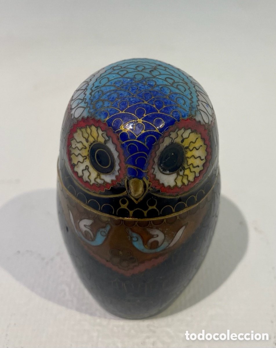 Antig&uuml;edades: Caja cloison&eacute; en forma de buho. - Foto 1