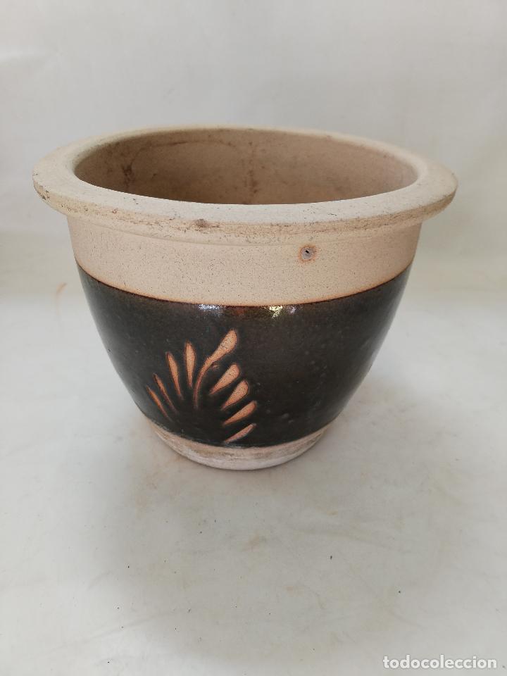 Antig&uuml;edades: macetero de ceramica esmaltada - Foto 2