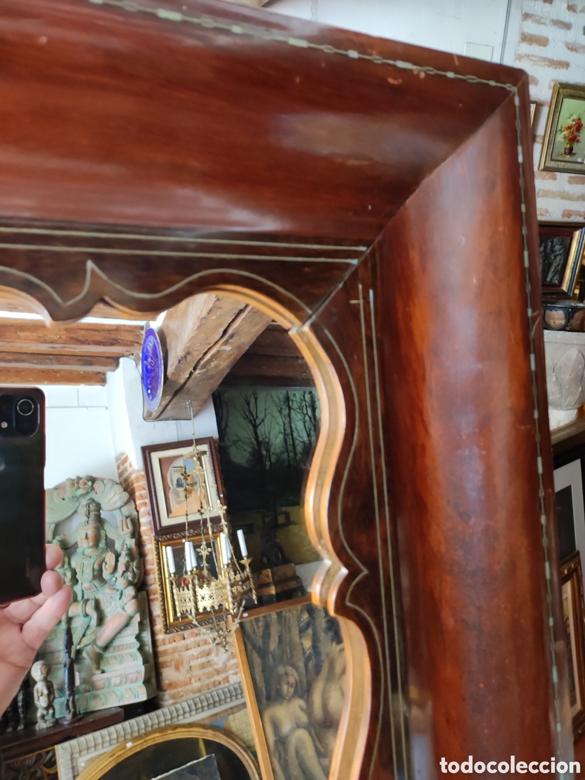 Antig&uuml;edades: Espejo marco caoba - Foto 5