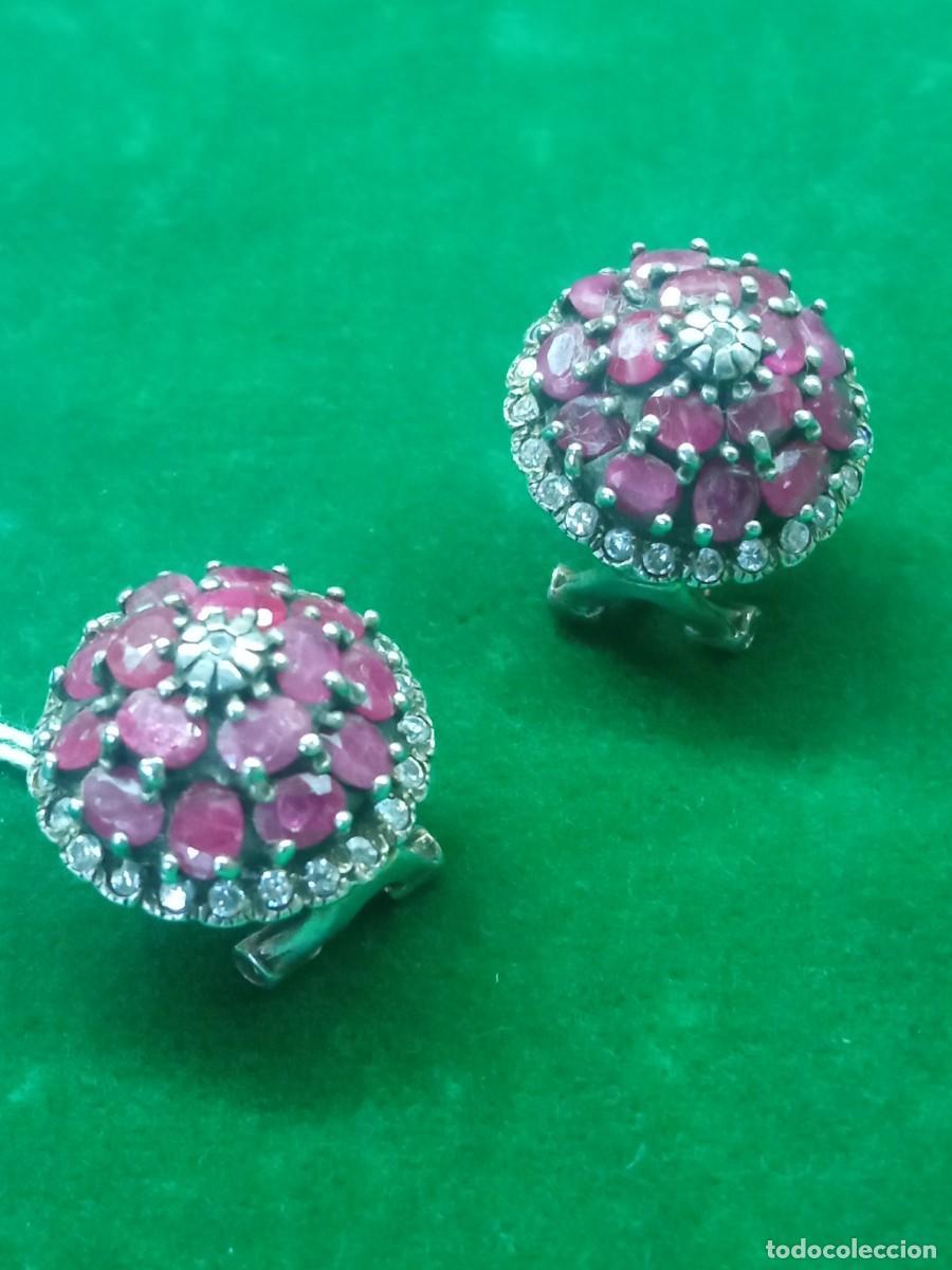 Antig&uuml;edades: Pendientes plata y piedras + - Foto 1