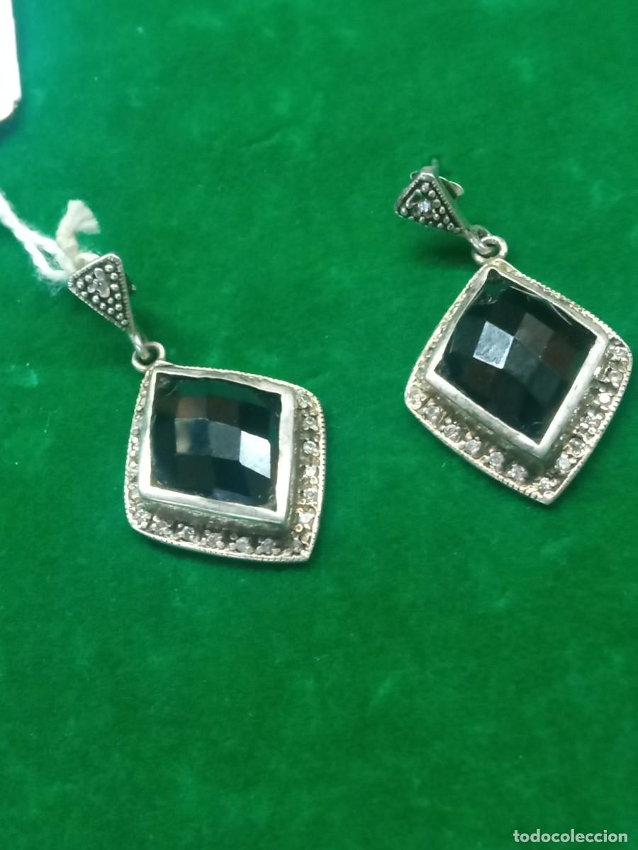 Antig&uuml;edades: Pendientes de plata y azabache - Foto 1