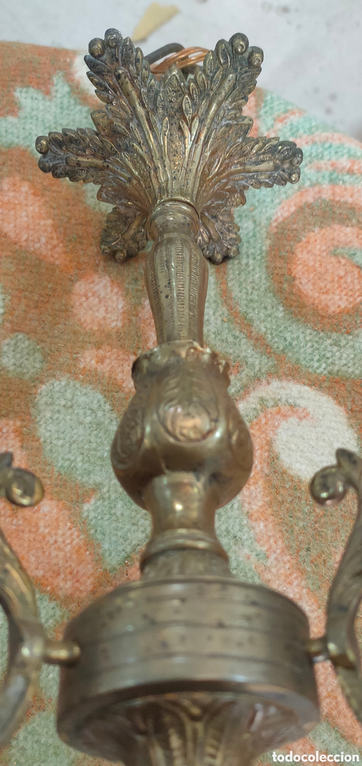 Antig&uuml;edades: Antigua lampara de techo de bronce de 9 luces - Foto 4