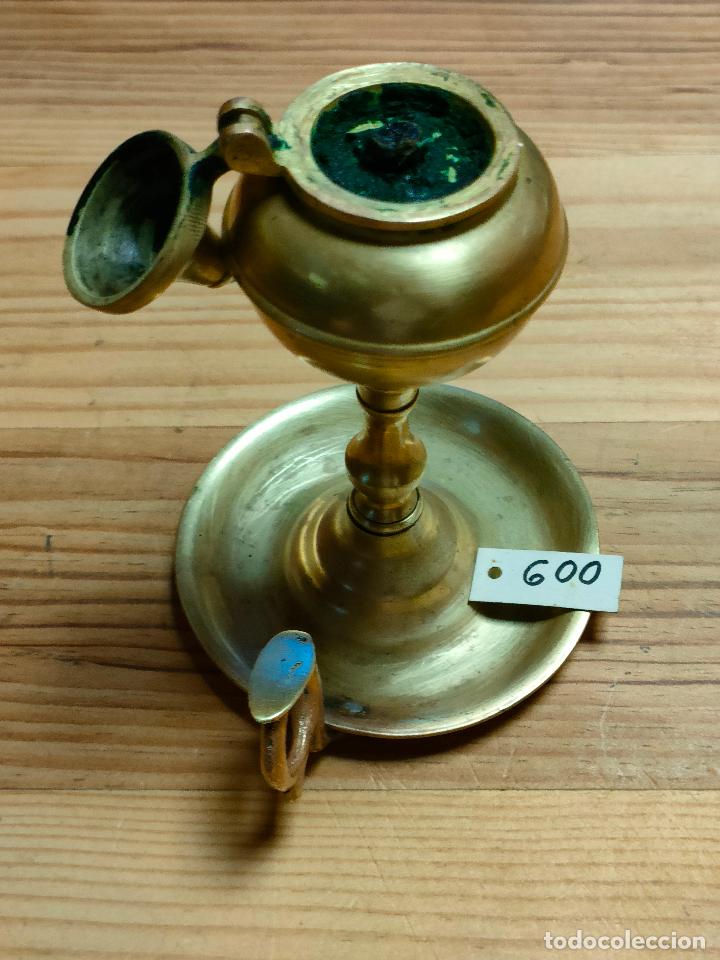 Antig&uuml;edades: ANTIGUO CANDIL DE ACEITE DE LATON - Foto 3