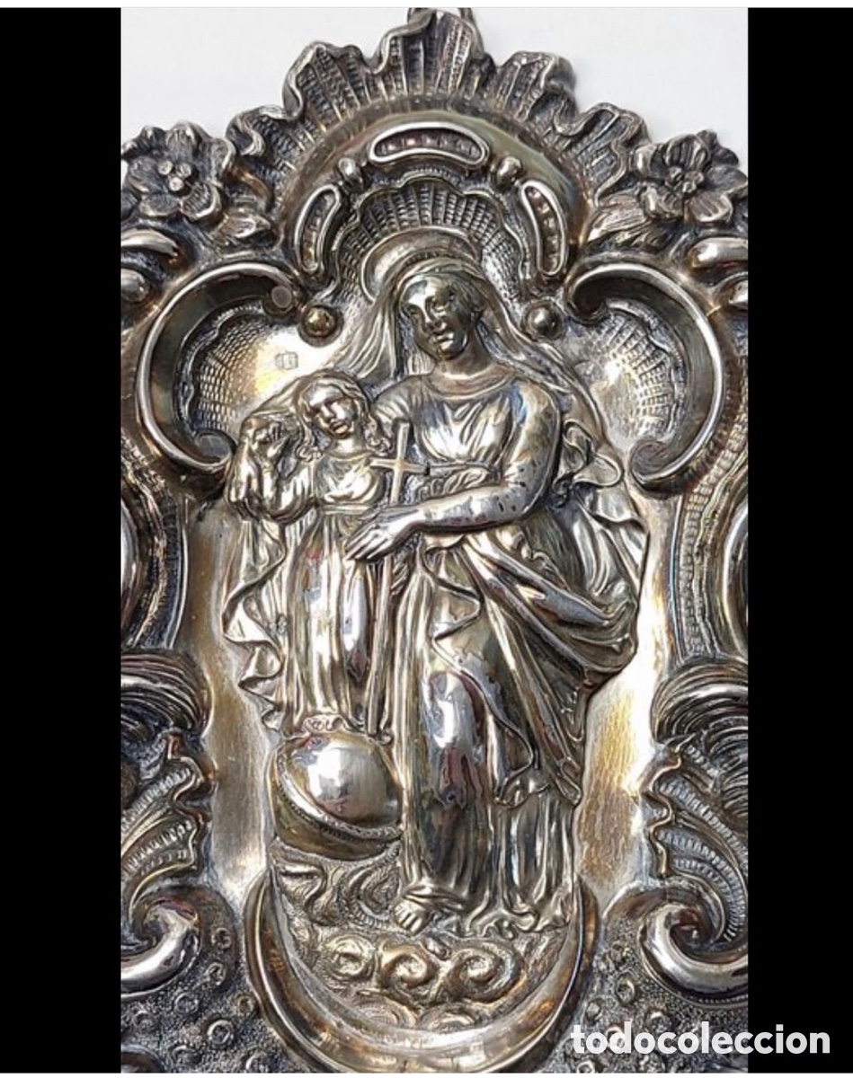 Antig&uuml;edades: Benditera de plata. S.XIX - Foto 4