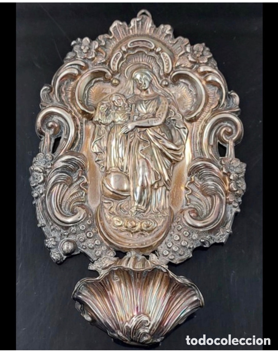Antig&uuml;edades: Benditera de plata. S.XIX - Foto 5