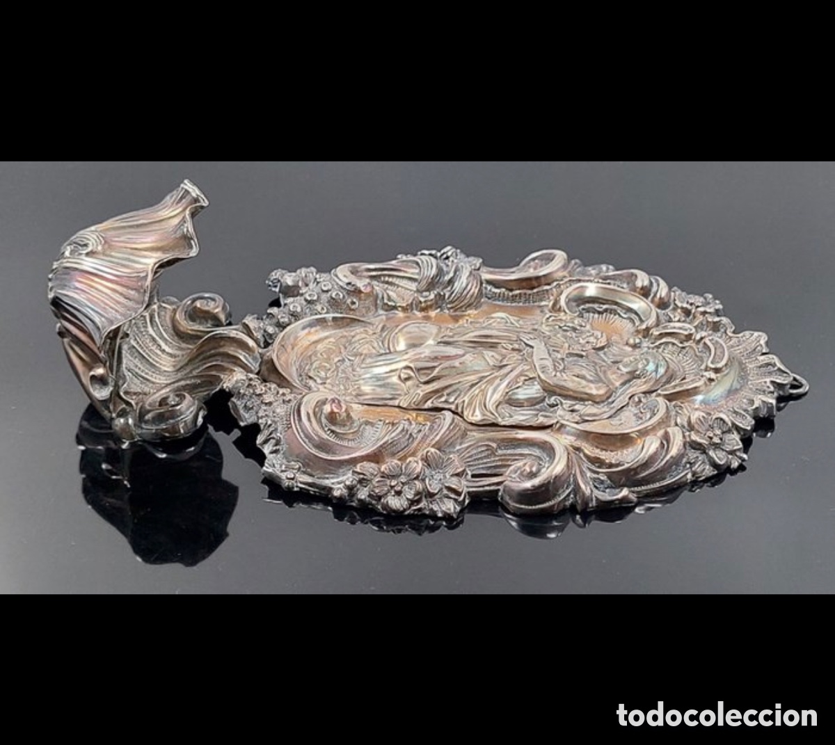 Antig&uuml;edades: Benditera de plata. S.XIX - Foto 8