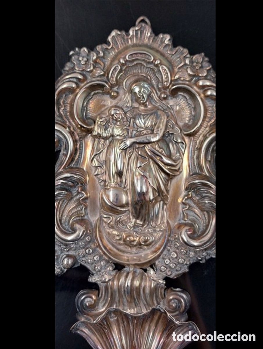 Antig&uuml;edades: Benditera de plata. S.XIX - Foto 15