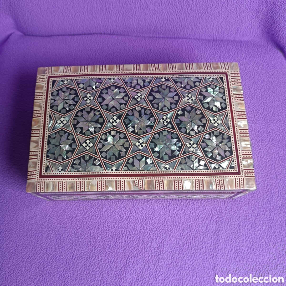 Antig&uuml;edades: Caja madera taracea de n&aacute;car - Foto 2