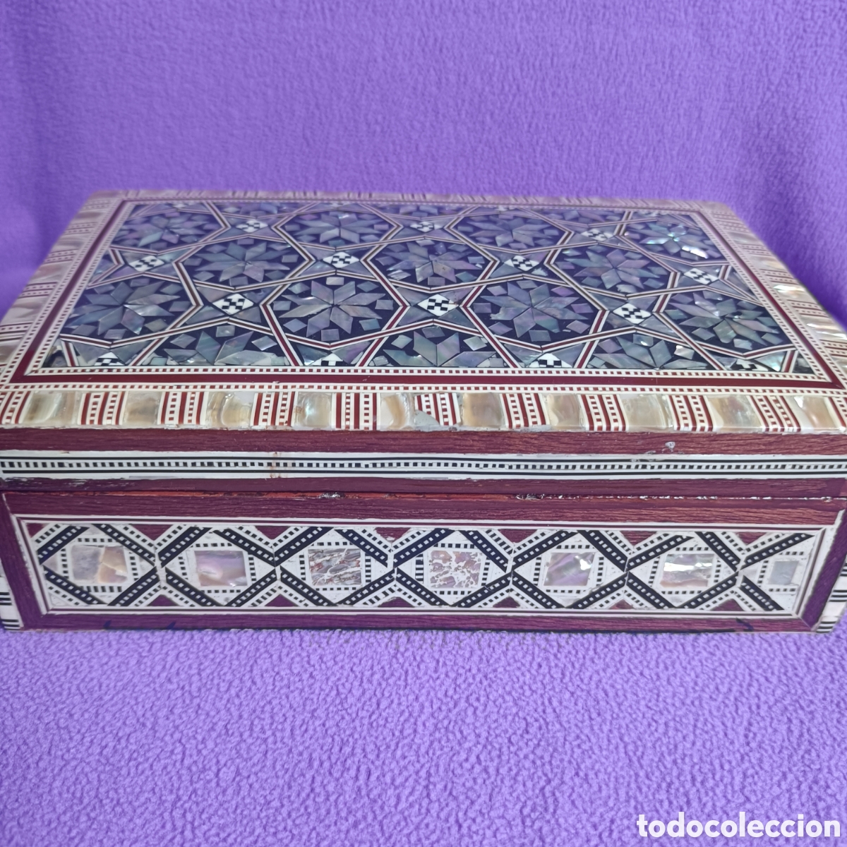 Antig&uuml;edades: Caja madera taracea de n&aacute;car - Foto 3