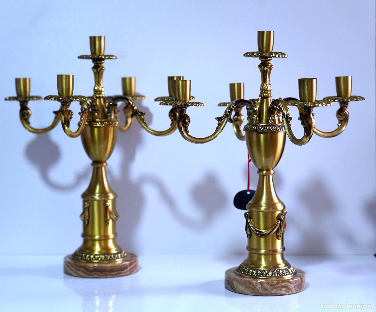 Antig&uuml;edades: Pareja candelabros bronce Peris Andreu - Foto 1