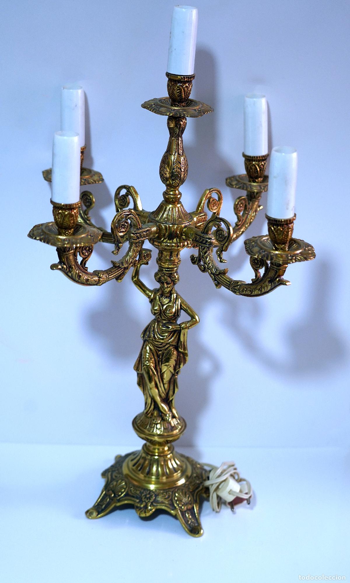 Antig&uuml;edades: CANDELABRO BRONCE ELECTRICO - Foto 2